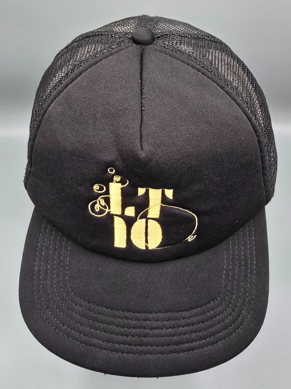 Black & Gold Embroidered Logo Adjustable Snapback Mesh Back Big X Trucker Hat